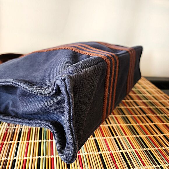 Hermes Small Fourre Tout Canvas Handbag - Blue/Rust - Picture 11 of 14